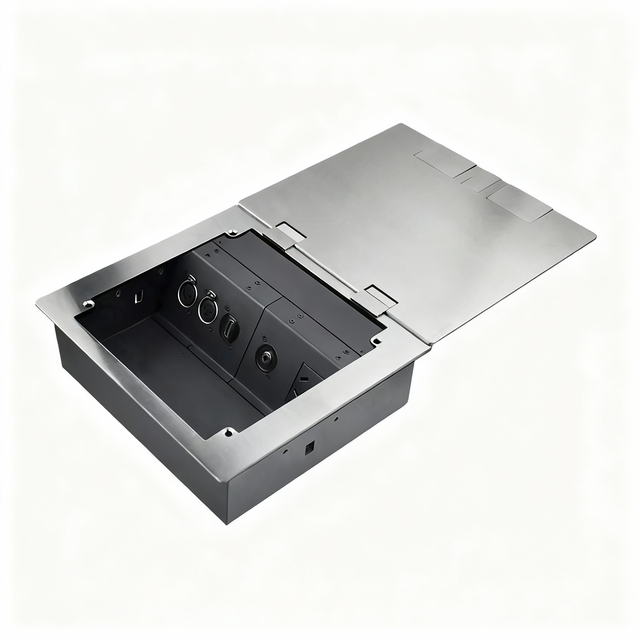 YEBOND ZDK240 Industrial Hospital Open Type Stainless Steel Gold Flip D Port XLR UK/EU CAT6 RJ45 4 Outlets Raised Floor Socket