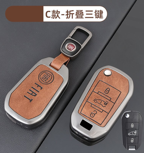 Funda de cuero y aleación de zinc para llave de coche <span class=keywords><strong>Fiat</strong></span> Doblo E-Doblo <span class=keywords><strong>Fiorino</strong></span> Qubo, carcasa de 3 botones para llave remota abatible, venta al por mayor - Product Image 4