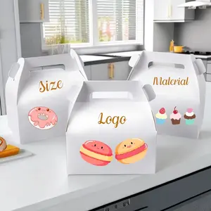 Grosir makanan disegel wadah kustom dicetak kotak roti makanan cepat untuk pergi kemasan kotak dengan Logo paket kotak pengiriman