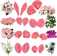 Moule à fleurs en silicone souple pour gâteau artisanal en sucre Pâte à gomme fondant Veiné Rose Pivoine Plumeria Daisy Orchid Clay Tools
