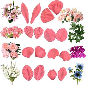 Moule à fleurs <span class=keywords><strong>en</strong></span> silicone souple pour gâteau artisanal <span class=keywords><strong>en</strong></span> <span class=keywords><strong>sucre</strong></span> Pâte à gomme fondant Veiné Rose Pivoine Plumeria Daisy Orchid Clay Tools - Product Image 4