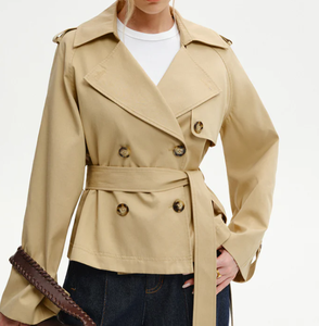 Manteau <span class=keywords><strong>Trench</strong></span> <span class=keywords><strong>Court</strong></span> <span class=keywords><strong>Femme</strong></span> Double Boutonnage Ceinturé Coupe-Vent Automne Hiver Streetwear Bureau et Trajet Quotidien - Product Image 3