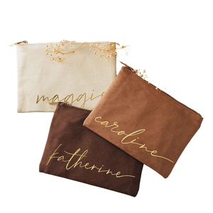 Piccolo sacchetto con cerniera in cotone Eco Friendly Custom per <span class=keywords><strong>Make</strong></span> <span class=keywords><strong>Up</strong></span> borse in cotone Plain tela per sopracciglia con Logo - Product Image 1
