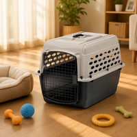 Cage de transport pour chien et chat en plastique avec porte en fil métallique, design aéré, fermeture à loquet durable, poignée supérieure, forme rectangulaire