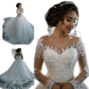 2025 nuovo stile africano pizzo sposa abito da ballo bianco puro classico delle donne abito da sposa con perline e perle shinny - Product Image 4