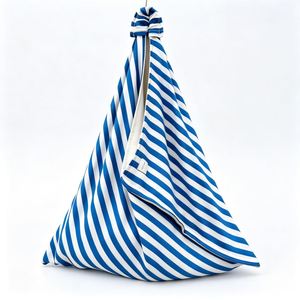 Sac fourre-tout de plage en toile de coton rayé bleu ciel pour femme, grande capacité, réutilisable, avec logo personnalisé, pour l'extérieur, vente en gros - Product Image 3
