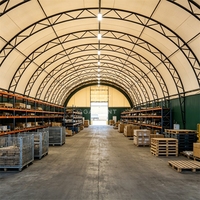 Estructura de Lona para Rancho de Caballos Resistente a los Rayos UV, 850g/m², Arco Gótico de Techo Alto, 80x120m, PVC Gris para Ovejas, Cabras y Ganado