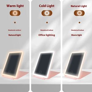 Espejo de <span class=keywords><strong>tocador</strong></span> de maquillaje de escritorio LED portátil Nuevo diseño plegable plano con función de luz de relleno de doble cara para uso en dormitorio - Product Image 4