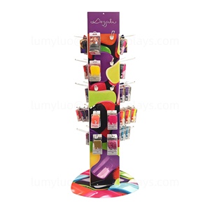 Présentoir à pinceaux de maquillage avec crochets, étagères métalliques sur pied à 3 faces pour l'organisation des outils de salon, les cosmétiques et le merchandising de peignes en magasin - Product Image 3