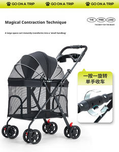 Kingtale Pet Suppliers Aksesoris Anjing Kereta Dorong Hewan Peliharaan Lipat 4 Roda Berbahan Kaca Model Fashion dengan Ritsleting untuk Anjing Kucing Anak Anjing Ukuran Kecil Sedang - Product Image 6