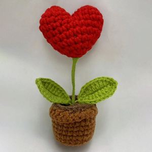 Fleur en pot tricotée au crochet, cadeau pour la fête des mères, décoration moderne pour la maison et le bureau - Product Image 2