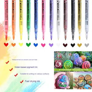 Marqueur permanent Leto 24 couleurs non lavable pour enfants, grande capacité, encre acrylique 0,7-2 mm, pour papier, pierre, céramique, verre, bricolage - Product Image 3