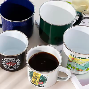 Tazas de <span class=keywords><strong>Esmalte</strong></span> de Color de Grado Alimenticio de 350 ml, Tazas Seguras para Café y Té, para Campamento, Senderismo, Excursionismo, con Logotipo Personalizado, Embalaje en Caja de Regalo - Product Image 5