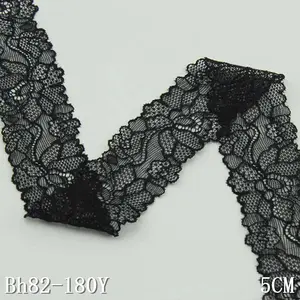 Luce alencon nero floreale cording spandex di nylon stretch lace trim