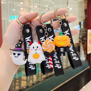 Creative New Arrival Halloween Gifts 3D Cartoon UV Printed Durable Zinc Alloy Rubber Pumpkin Bat Light Keychain Ghost YLXZ Brand
