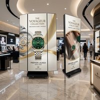 Écran LED pliable à trois volets P1.86 P2.5, signalisation numérique portable, kiosque publicitaire double face pour événements de vente au détail et expositions