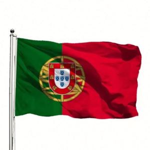 Bandera de Portugal para Exteriores de Poliéster Impresa en Seda de 3x5 pies (90x150cm) con Logotipo Personalizado al por Mayor para Eventos de Fútbol con Opción de Tamaño Personalizado - Product Image 1
