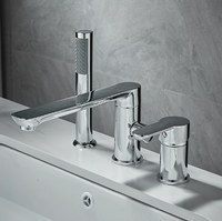 Robinet de baignoire eau chaude et froide en laiton, type split, trois trous, pour installation latérale, avec douchette de salle de bain, ensemble trois pièces, céramique, moderne