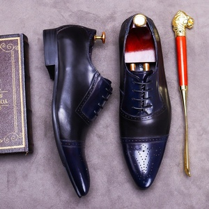 Marriage Business Formal Leather English Pointed Brogue Men's Multi-color Leather Shoes - Product Image 1