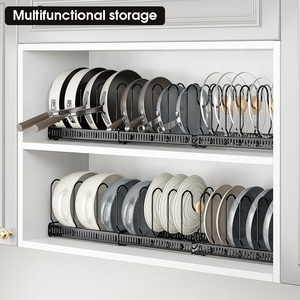 Organizzatore portabottiglie espandibile: Per armadio cucina, padella/coperchio pentola, porta-rastrelliera, 10 scomparti regola - Product Image 2