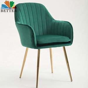 Ghế ăn kiểu Bắc Âu chân kim loại màu vàng, ghế bành bọc nhung hồng, ghế ăn trang trí phòng khách, phòng ăn - Product Image 4