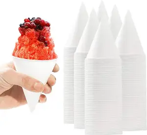 Nicro grosir ramah lingkungan anti bocor 3.7 4.5Oz pendingin air kantor menggunakan kertas kerucut cangkir salju sekali pakai kerucut cangkir es krim