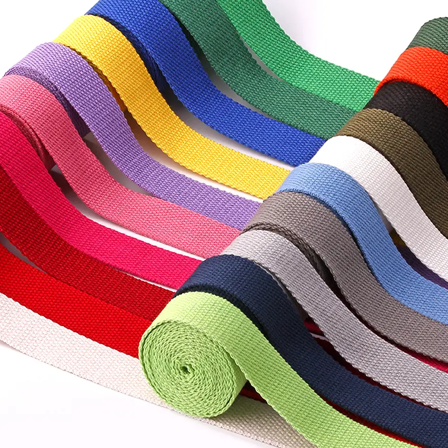 Heavy Duty Wide 38mm Comfort Cotton Webbing for Woven Bag Handle Polyester Cotton Webbing Strap For Belt Bag Pet Leash Collar