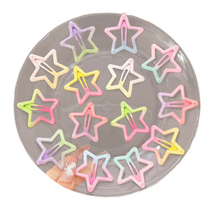 Five Pointed <b>Star</b> Hair <b>Clip</b> 3cm Gradient Color BB <b>Clip</b> For Girls Children Daily Use - Product Image 5