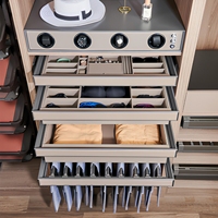 ZYTH Rail coulissant rétractable avec amortisseur, tiroir de rangement multifonctionnel en cuir pour placard, porte-pantalons coulissant intégré