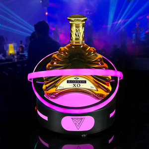 Led Illuminated Wine Stand Round Champagne Holder <b>Bar</b> Party Display <b>Rack</b> With Light Golden White Ice Blue Rainbow Colors - Product Image 3