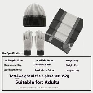Men Women Three-Piece Suit Hat Gloves High Sensitivity Autumn Winter New Trendy Stitching Warm Stylish Beanie Hat Scarf Gloves - Product Image 3