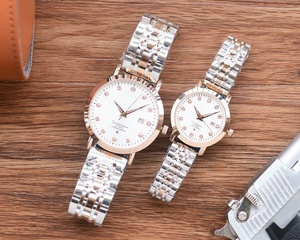 His and Hers Matching Couple Watches Two Tone Stainless Steel with Black Dial and Crystal <b>Markers</b> Omegaes - Product Image 5