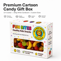 Boîte cadeau plate personnalisée avec fenêtre transparente, imprimée en couleur, avec revêtement UV, pour bonbons, fruits gélifiés et collations saines pour enfants