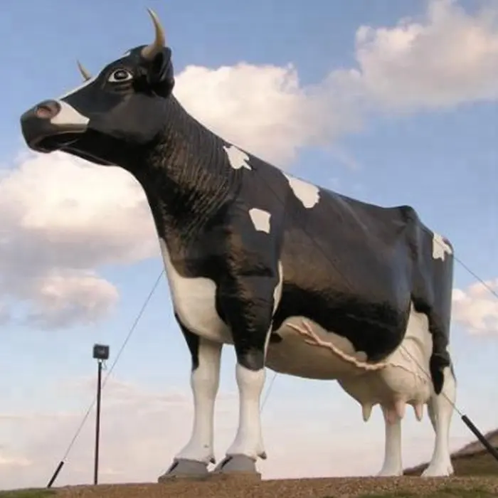 Offre Spéciale Fait Main Animal Grandeur nature Vache En Fiber De Verre Statue Modèle