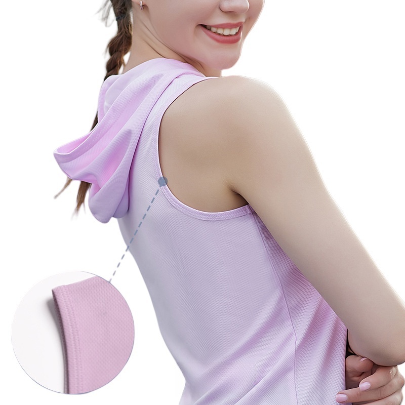 Summer Fitness Hoodie Vest For Women Sleeveless Quick-dry Yoga & Jogging Apparel Tank Top