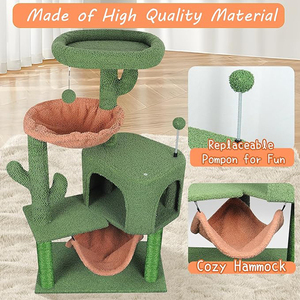 Factory Custom High Quality Green Short Plush Multi-level <strong>Personalized</strong> <strong>Cat</strong> Scratching Post <strong>Tree</strong> House Tower in Vietnam - Product Image 3