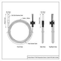 Industrial 3wire PT1000 PT100 PTC Thermistor Temperature Sensor 1000mm RTD Temperature Transmitter High Precision±0.15 0.3