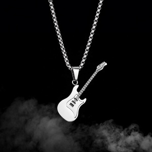 Collar de Acero Inoxidable 316L con Colgante de Guitarra Estilo Hip Hop, Clásico Urbano para Hombre, de Titanio - Product Image 4