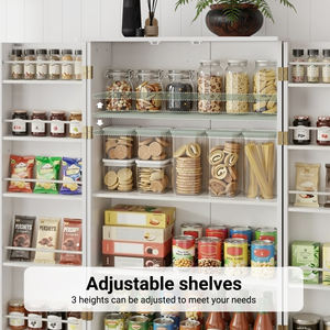 Moderno Armario Alto de Madera Maciza para Despensa, Diseño de 10 Puertas, Estantes Ajustables, 2 Cajones, Ecológico, Resistente al Agua, para Cocina y Sala de Estar - Product Image 4