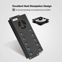 Hub USB industriel Sipolar A423, 10 ports, 5 Gbps, adaptateur secteur 120 W, ventilateur de refroidissement pour tablette VR