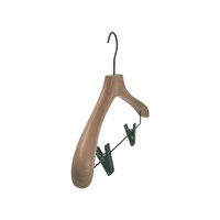 Costume de style classique personnalisé cintres en bois prix d'usine cintres en bois solide de qualité supérieure pas cher avec clip en métal pour vêtements