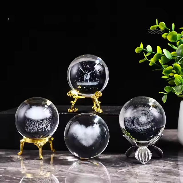Honor of Crystal Business Gifts OEM ODM Glass Ball 3D Laser Engraved Crystal Ball Night Lamp Crystal Ball 40mm