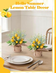 Bouquet de fleurs artificielles en forme de citrons dans un sac en toile de jute, pour égayer votre intérieur et votre extérieur, <span class=keywords><strong>d</strong></span>écorations pour la maison - Product Image 6