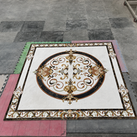 Mosaïque de marbre de luxe, médaillon rond carré, carrelage pour sol en découpe au jet d'eau