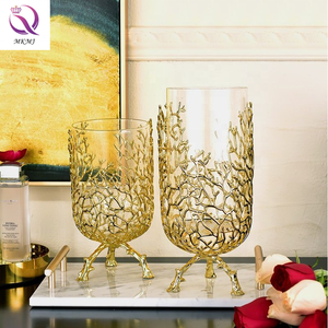 Jarrón de hierro forjado nórdico para <span class=keywords><strong>decoración</strong></span> del hogar, artesanías de metal, adornos para flor de sala de estar, arreglo creativo de árbol de mar, vidrio dorado - Product Image 3