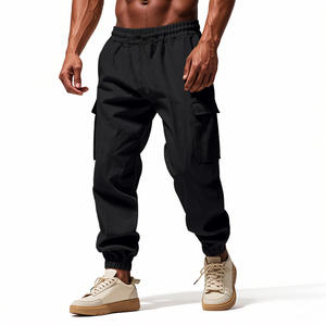 Pantaloni <span class=keywords><strong>Cargo</strong></span> Casual da Uomo 100% Cotone <span class=keywords><strong>Lino</strong></span> Tinta Unita Taglia Grande Vestibilità Comoda - Product Image 3