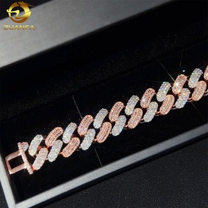 Nuovo Design Popolare Hip Hop Bracciale Cubano da Uomo in Moissanite Bicolore <span class=keywords><strong>Argento</strong></span> e Oro Rosa da 16MM - Product Image 3