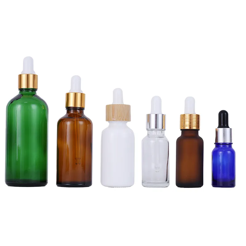 wholesale 10ml 30ml 50ml glass dropper bottle with box amber essential oil bottle glass dropper 1oz tincture bottle