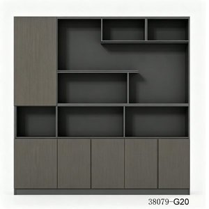 Meuble de salon moderne avec portes en verre et finition bois 38079-AG08 Meuble de rangement - Product Image 6