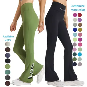 Pantalon de yoga à jambes larges personnalisé de haute qualité pour les femmes pantalons de yoga longs évasés pour fille grande taille pour la course à pied vêtements de rue fitness
